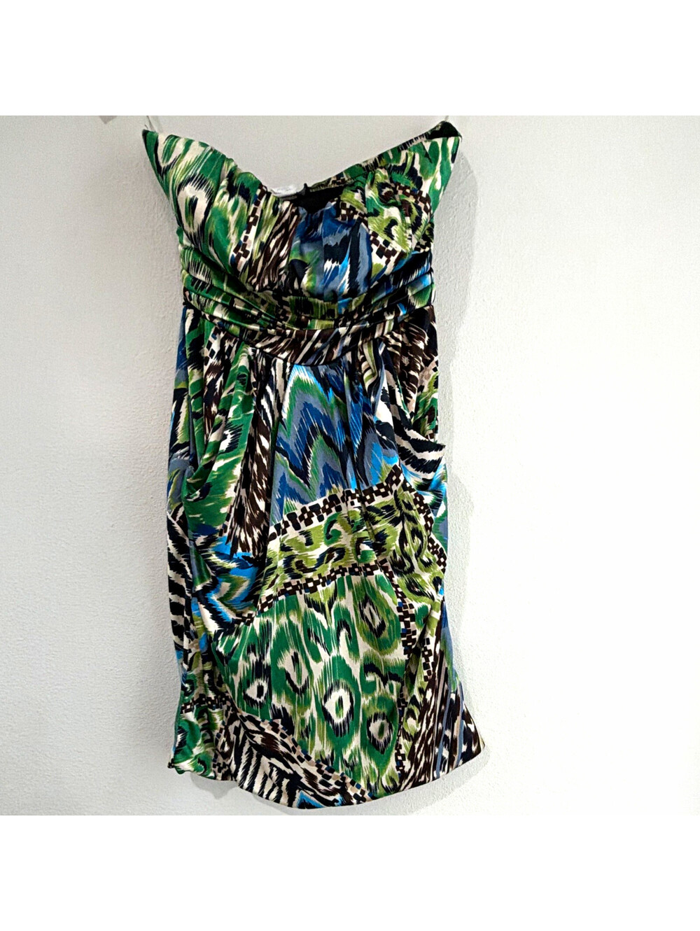 Teeze Me Strapless Animal Print Tie Front Lined Chiffon Dress Woman’s Large